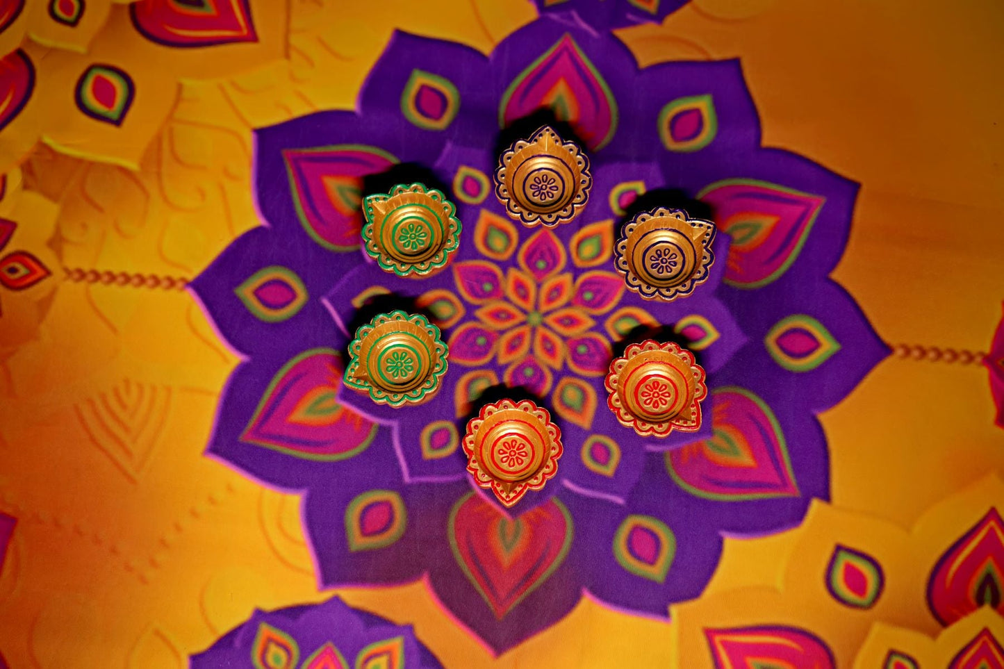 HandPainted Terracotta Diyas Set of 12