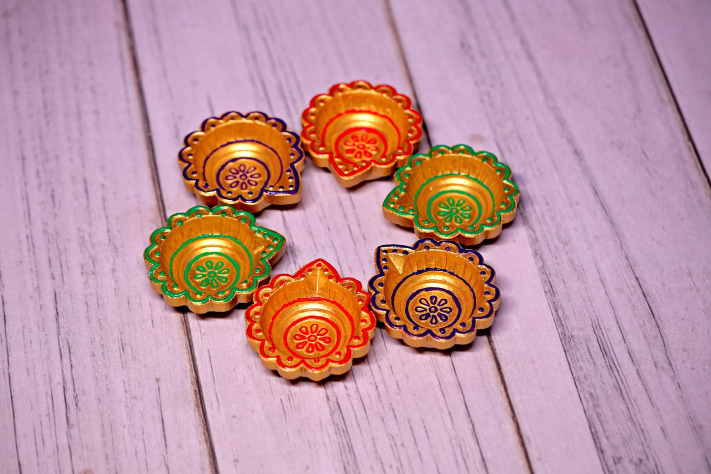HandPainted Terracotta Diyas Set of 12
