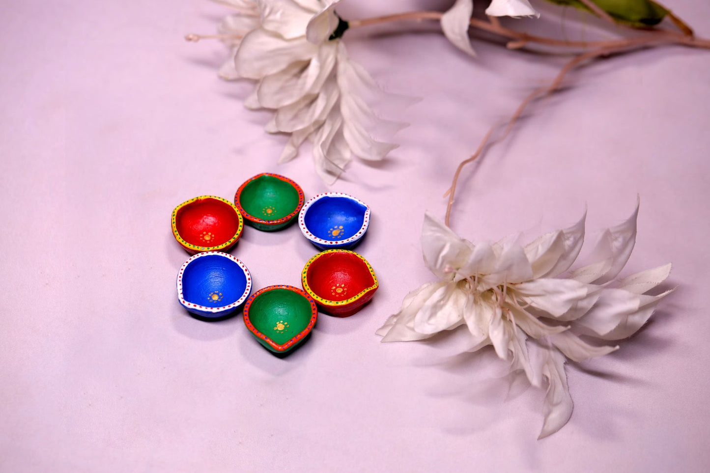 HandPainted Terracotta Diyas Set of 12