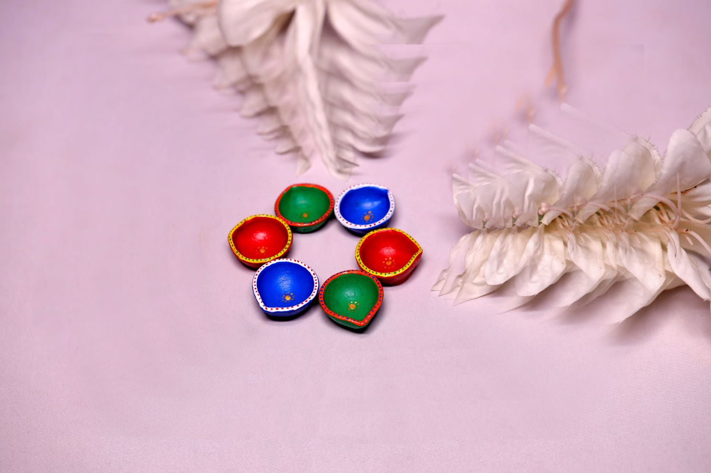 HandPainted Terracotta Diyas Set of 12