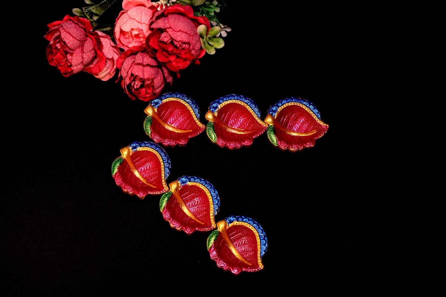 HandPainted Terracotta Diyas Set of 12