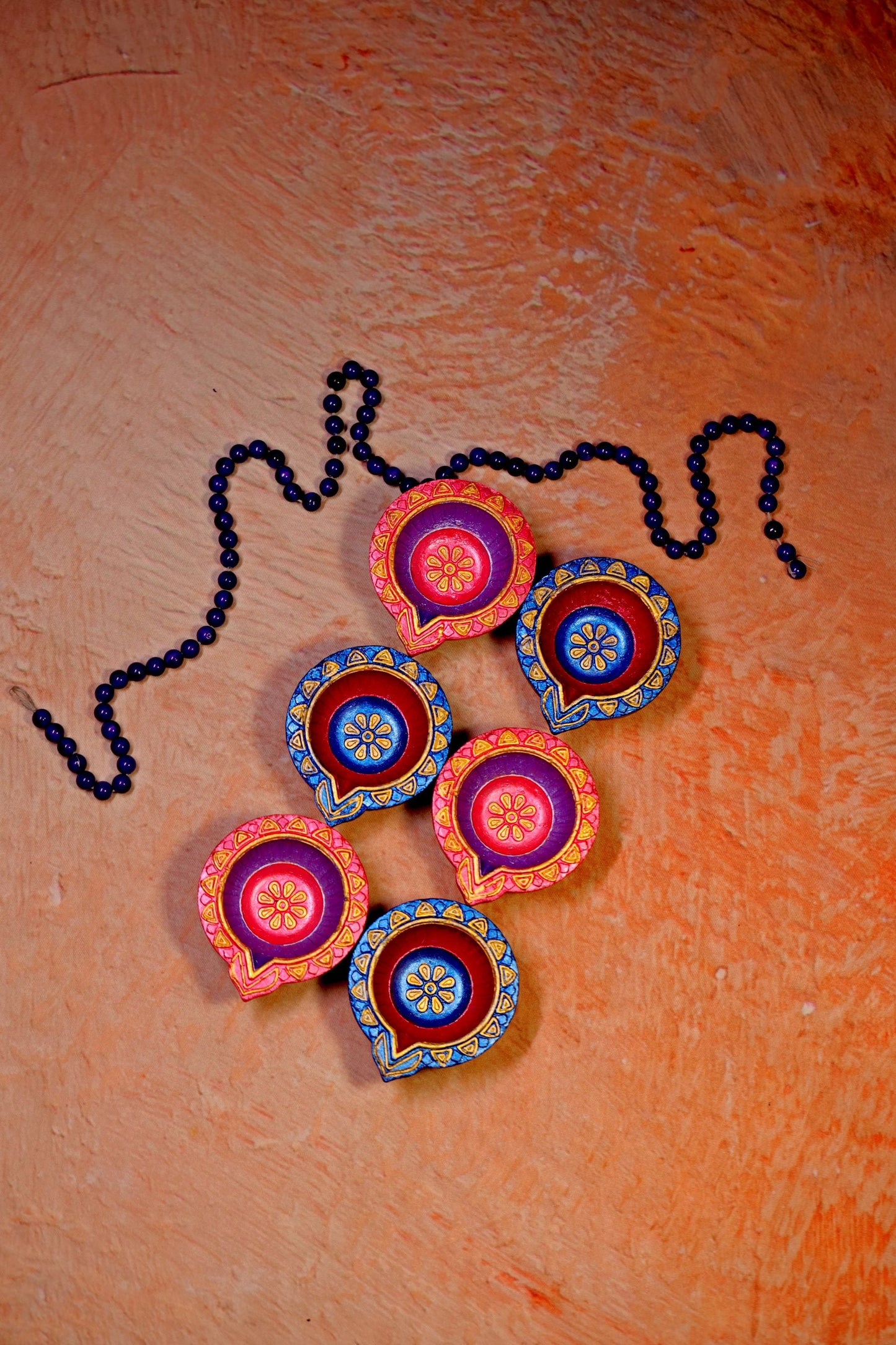 HandPainted Terracotta Diyas Set of 12