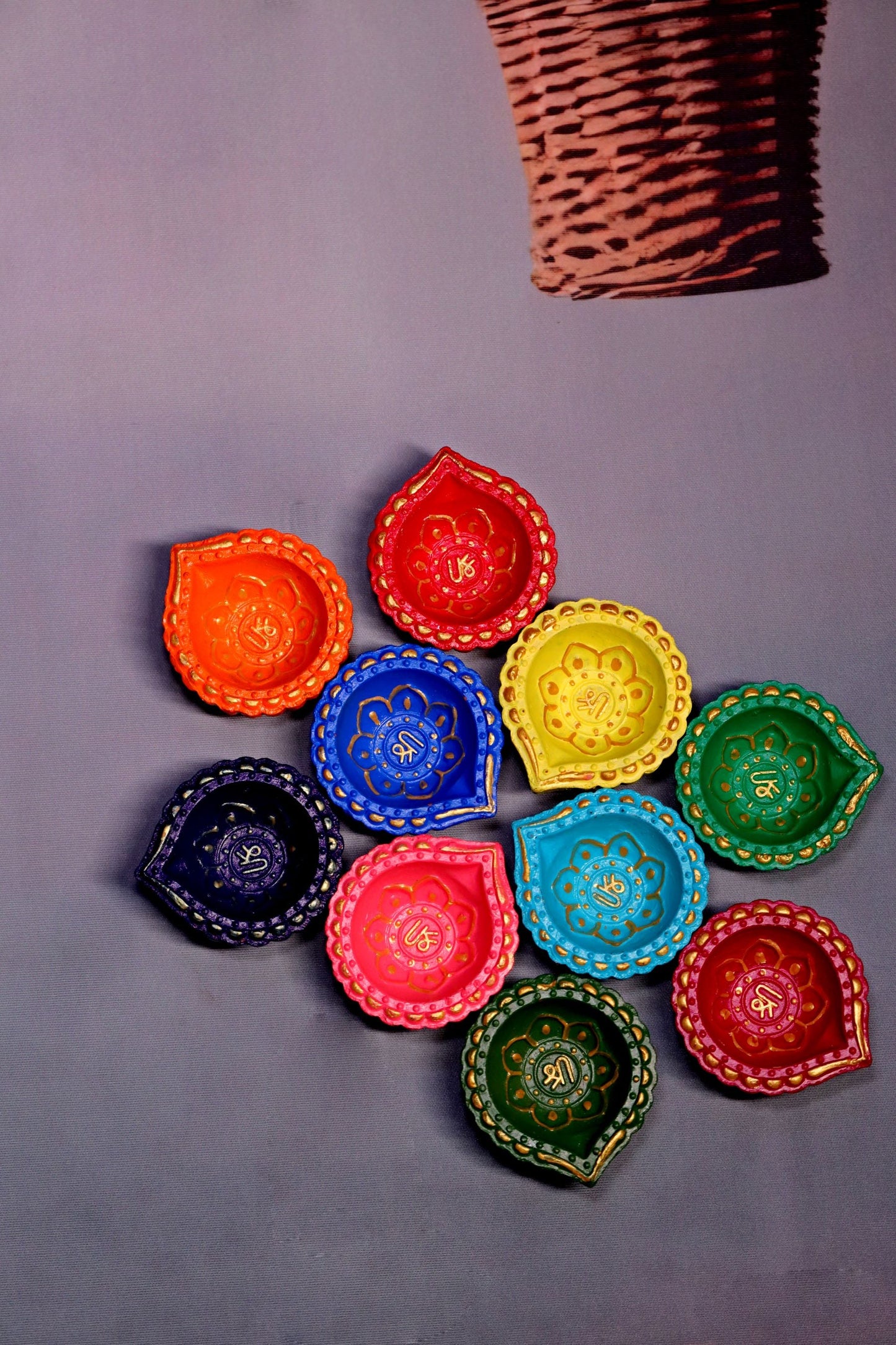 HandPainted Terracotta Diyas Set of 12