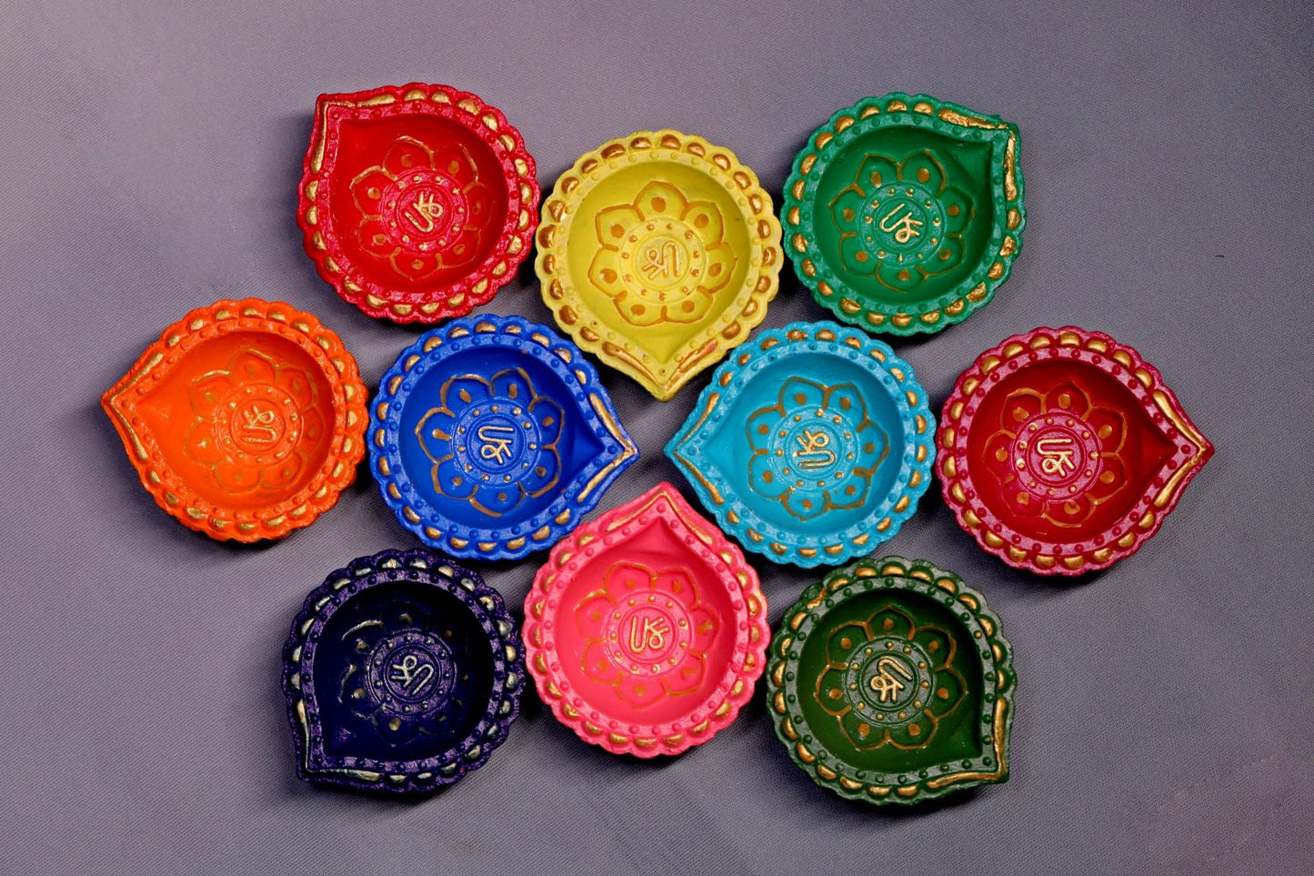 HandPainted Terracotta Diyas Set of 12