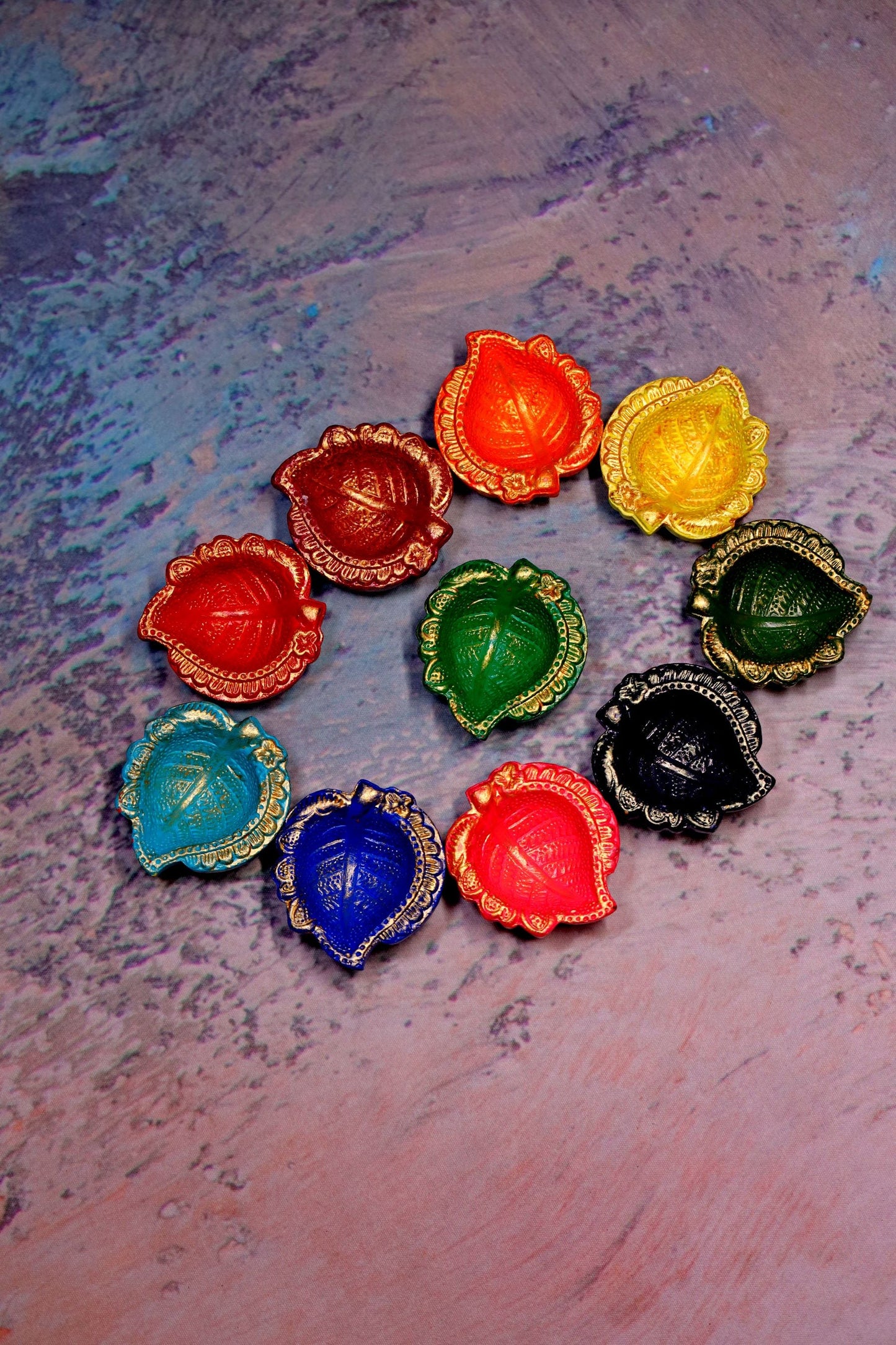 HandPainted Terracotta Diyas Set of 12