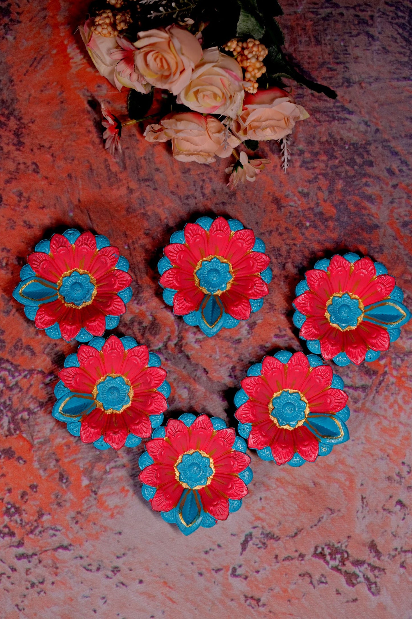 HandPainted Terracotta Diyas Set of 12