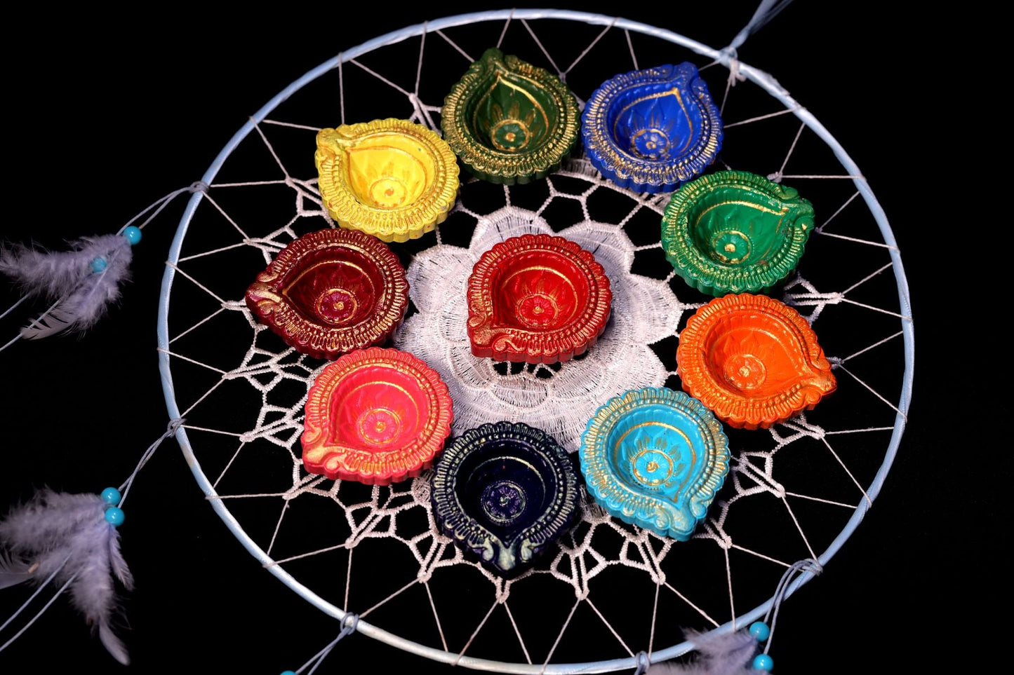 HandPainted Terracotta Diyas Set of 6