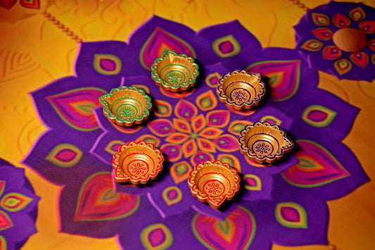 HandPainted Terracotta Diyas Set of 12