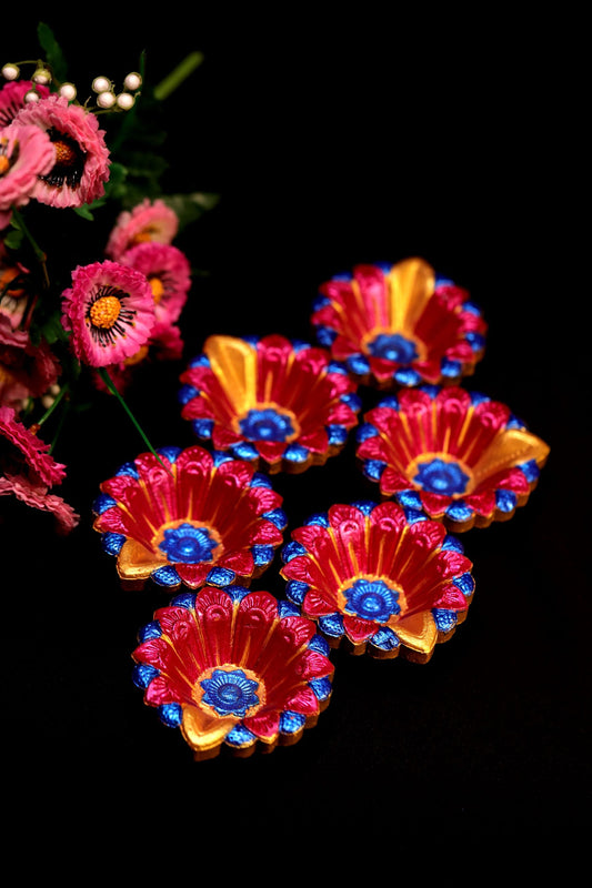 HandPainted Terracotta Diyas Set of 12