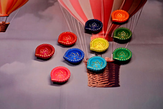 HandPainted Terracotta Diyas Set of 12