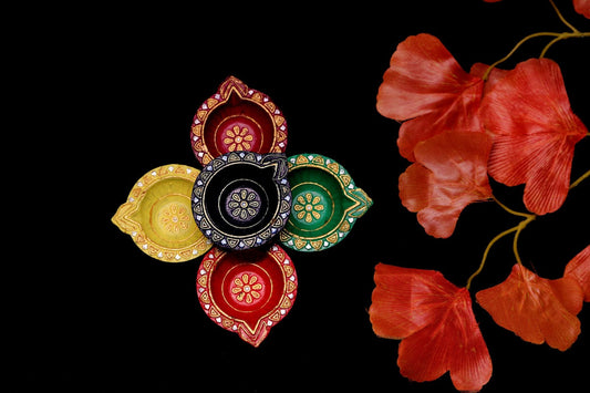 HandPainted Terracotta Diyas Set of 12